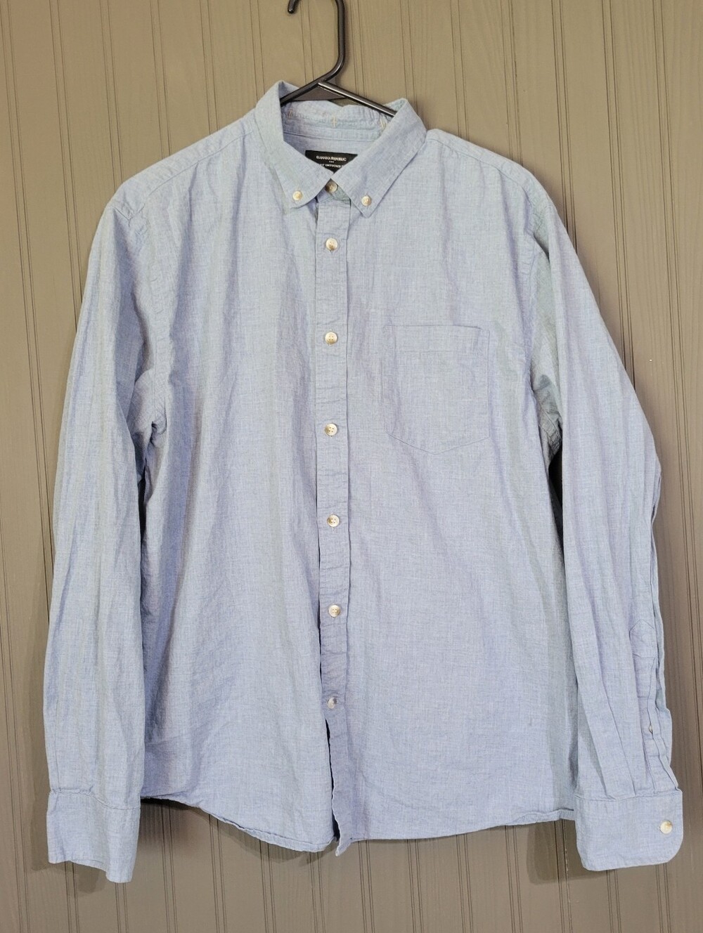 Banana Republic Button Down Long Sleeve Shirt Slim Fit Cotton Blue Men's Large